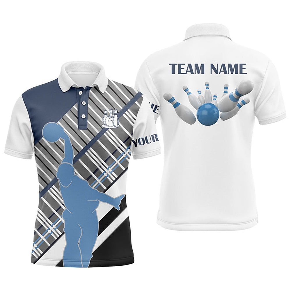 Custom Bowling Polo Shirts, Men'S Bowling Short Sleeve Polo Shirt Custom Name Team Men Bowlers Jersey, Bowling Gift For Men