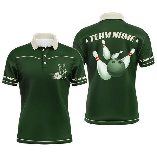 Custom Bowling Polo Shirts, Men'S Vintage Style Bowling Shirt Custom Bowling Shirts For Men Retro Bowling Polo Shirt