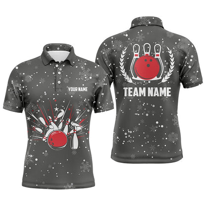 Custom Bowling Polo Shirts, Mens Bowling Polo Shirts Custom Christmas Retro Bowling Team Mens Bowler Jerseys