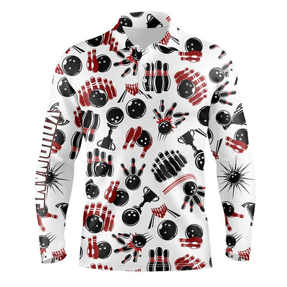 Custom Bowling Polo Shirts, Mens Bowling Polo Shirts Custom Name Bowling Pattern Team Bowling Jerseys Gifts For Him