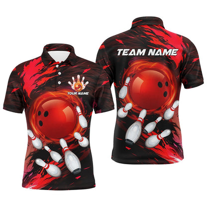 Custom Bowling Polo Shirts, Mens Bowling Polo Shirts Custom Red Light Camo Bowling Team League Jerseys For Bowlers