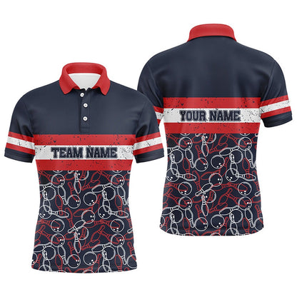 Custom Bowling Polo Shirts, Mens Polo Bowling Shirts Custom Name Red And Blue Vintage Bowling Team Bowlers Jerseys