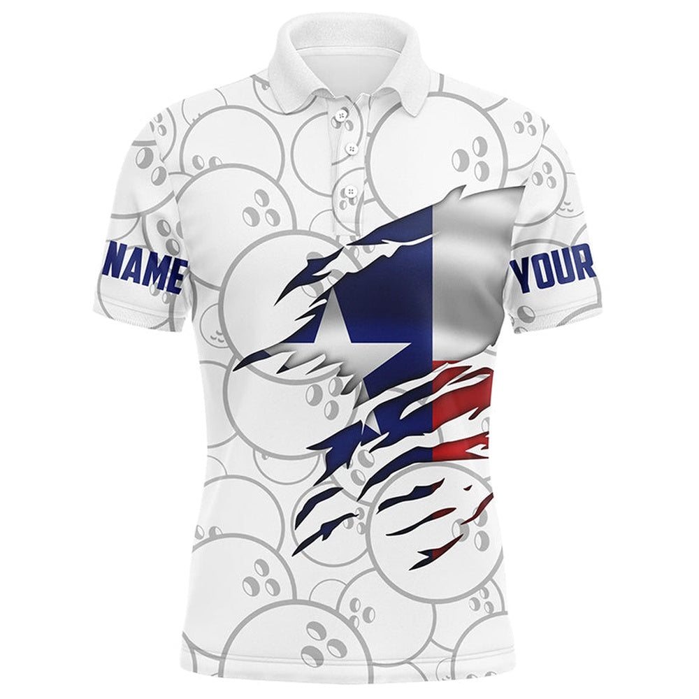 Custom Bowling Polo Shirts, Mens Polo Bowling Shirts Custom Name Texas Flag Bowling Team Bowlers Jersey, Bowling Team Shirt