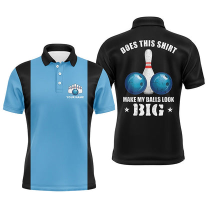 Custom Bowling Polo Shirts, Mens Polo Bowling Shirts Custom Vintage Blue And Black Does This Shirt Make My Balls Look Big