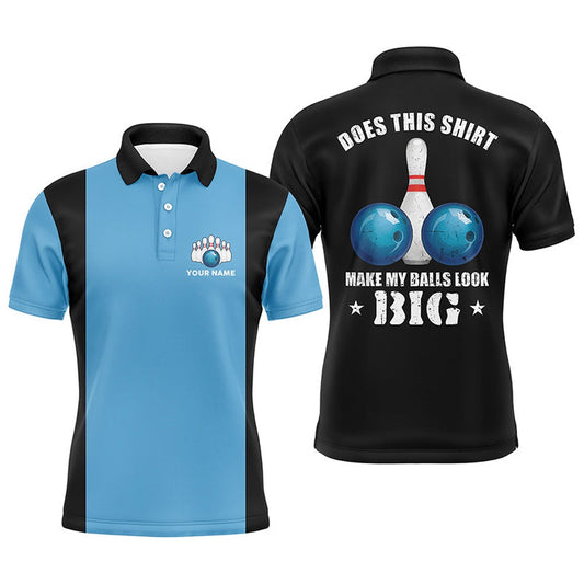 Custom Bowling Polo Shirts, Mens Polo Bowling Shirts Custom Vintage Blue And Black Does This Shirt Make My Balls Look Big