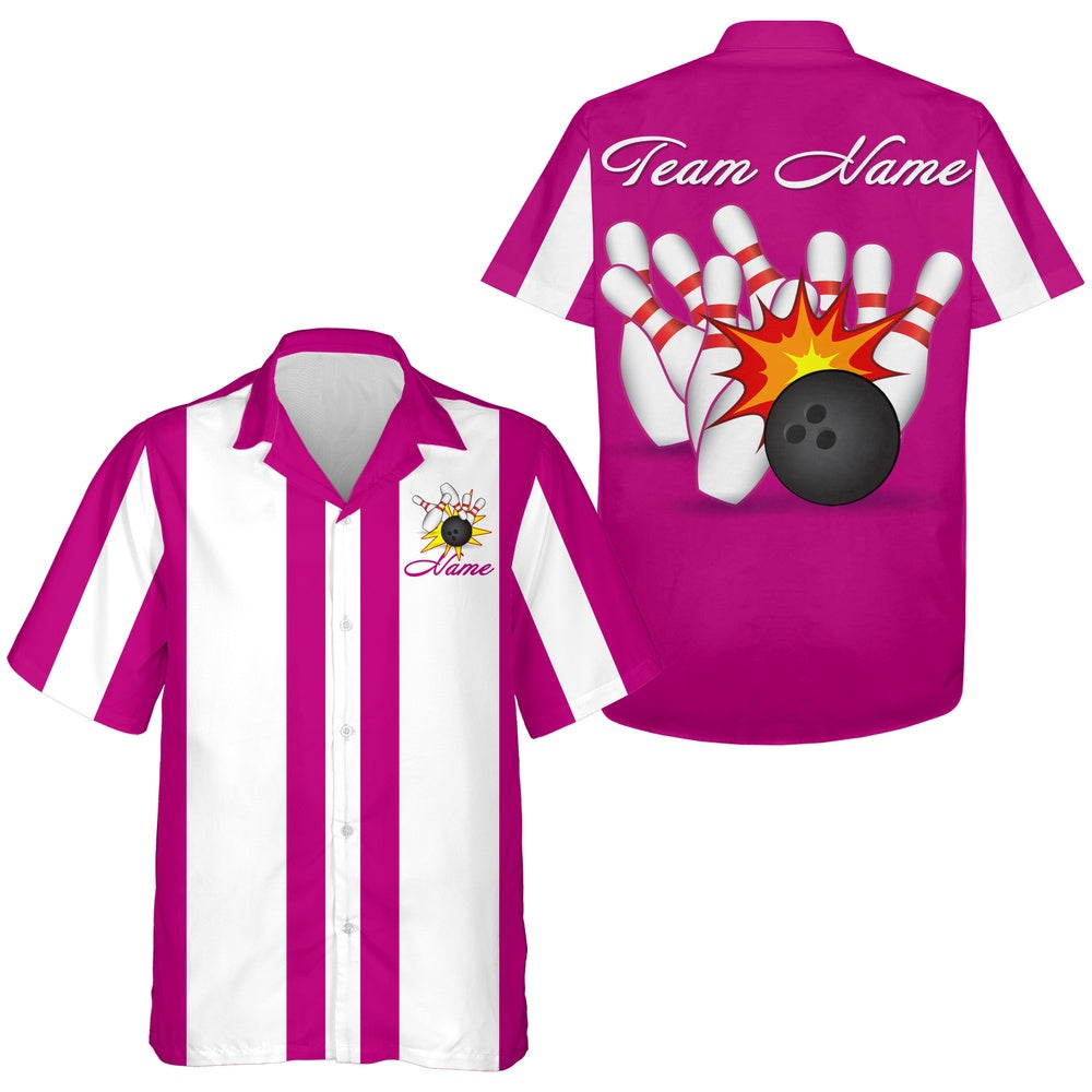 Custom Bowling Polo Shirts, Multicolor Bowling Hawaii Shirt Men & Women Personalized Bowling Jersey With Name