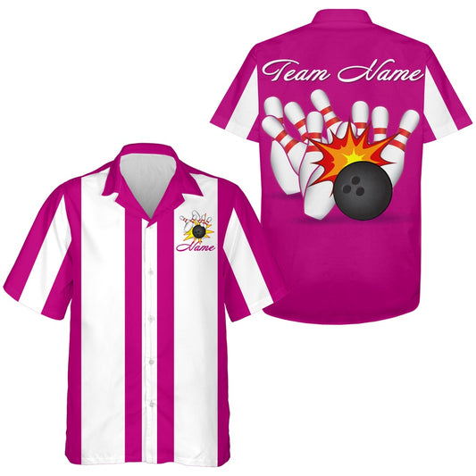 Custom Bowling Polo Shirts, Multicolor Bowling Hawaii Shirt Men & Women Personalized Bowling Jersey With Name