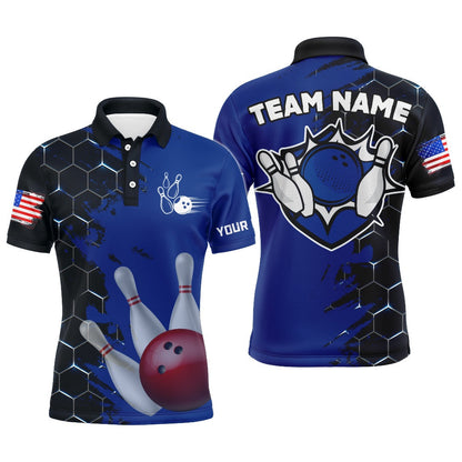 Custom Bowling Polo Shirts, Navy & Black Bowling Shirt Customized Camo Bowling Shirt Polo Bowling Team League For Men