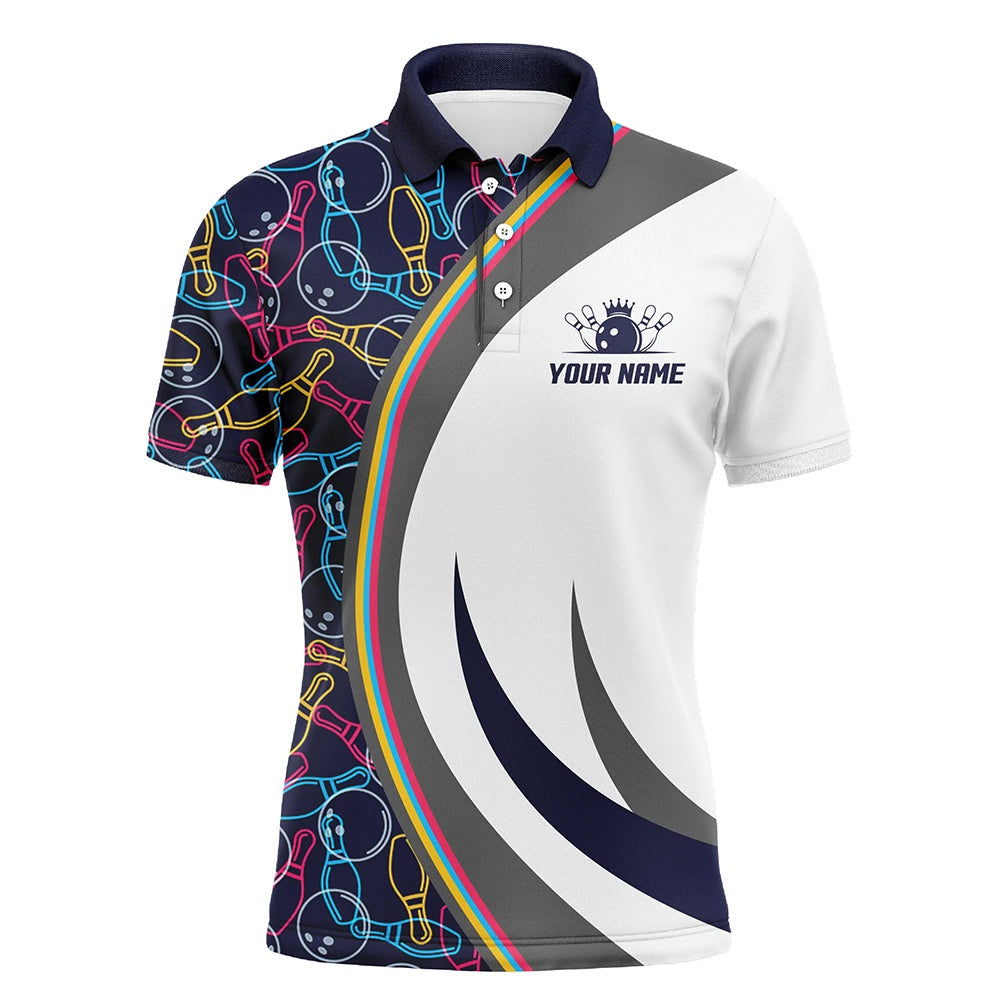 Custom Bowling Polo Shirts, Navy Bowling Polo Shirt Men Custom Bowling Shirt For Men Bowling Jersey For Team Bowling Gift