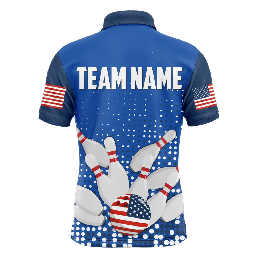 Custom Bowling Polo Shirts, Navy Bowling Shirt Customized Polo Shirt For Men Bowling Team With Name