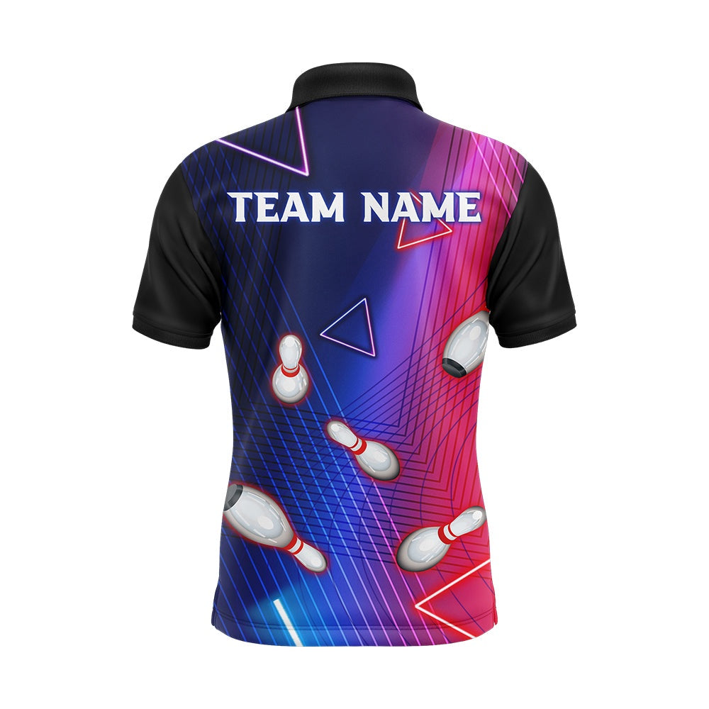Custom Bowling Polo Shirts, Navy Bowling Shirt For Men Custom Name Polo Bowling Jersey Men'S Bowling Team Shirt