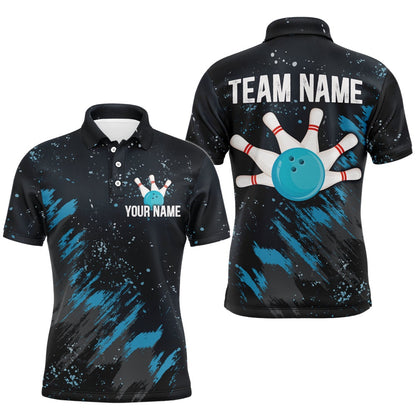 Custom Bowling Polo Shirts, Personalized Blue Bowling Jersey Team Custom Bowling Polo Shirt For Men & Women
