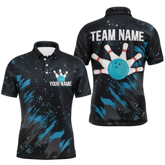 Custom Bowling Polo Shirts, Personalized Blue Bowling Jersey Team Custom Bowling Polo Shirt For Men & Women