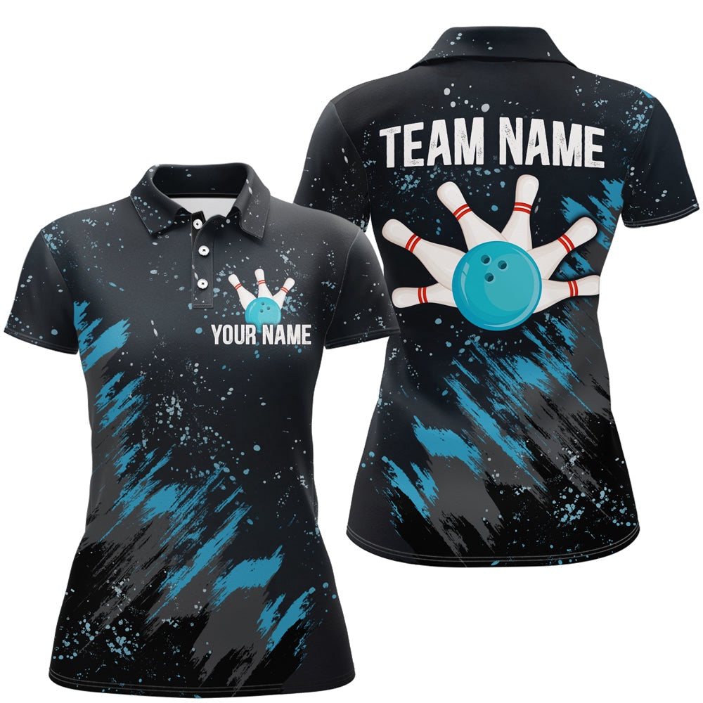 Custom Bowling Polo Shirts, Personalized Blue Bowling Jersey Team Custom Bowling Polo Shirt For Men & Women