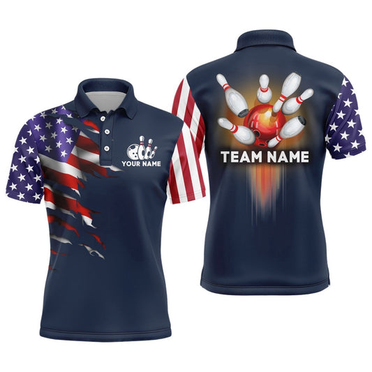 Custom Bowling Polo Shirts, Personalized Bowling Jersey For Men Usa Bowling Team Shirt Bowling Polo Shirt