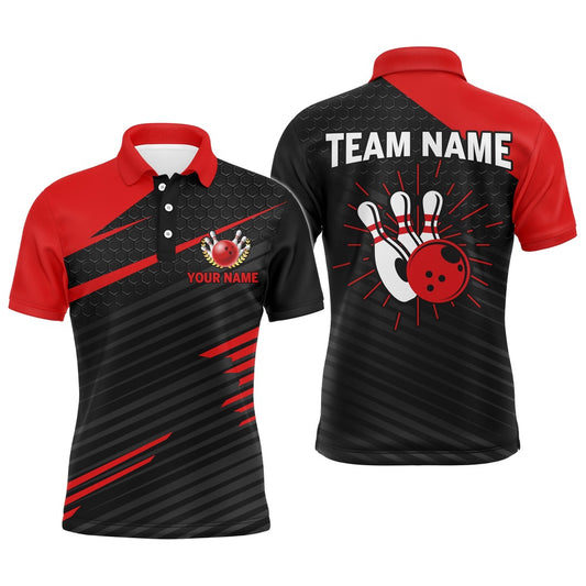 Custom Bowling Polo Shirts, Personalized Bowling Jersey Men Custom Bowling Shirt Team League Bowling Polo Shirts