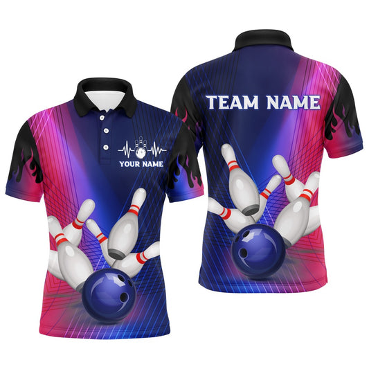 Custom Bowling Polo Shirts, Personalized Bowling Shirt For Men Bowling Team League Polo Shirt Unisex Bowlers Jersey