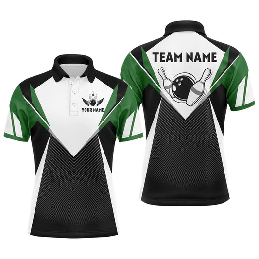 Custom Bowling Polo Shirts, Personalized Bowling Shirt For Men Custom Bowling Polo Shirt Green Bowling Jersey