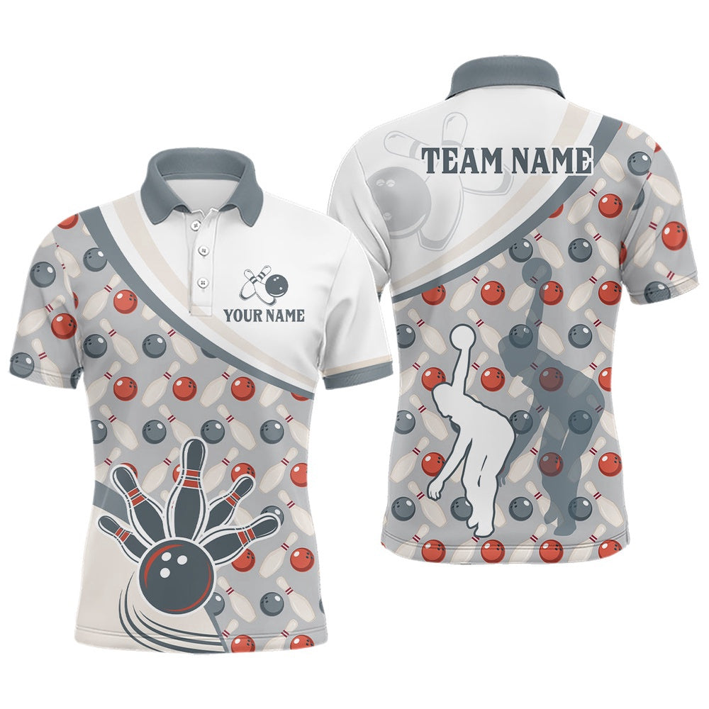 Custom Bowling Polo Shirts, Personalized Bowling Shirt For Mens Custom Bowling Pattern Style Team Jersey Shirt