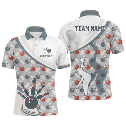 Custom Bowling Polo Shirts, Personalized Bowling Shirt For Mens Custom Bowling Pattern Style Team Jersey Shirt