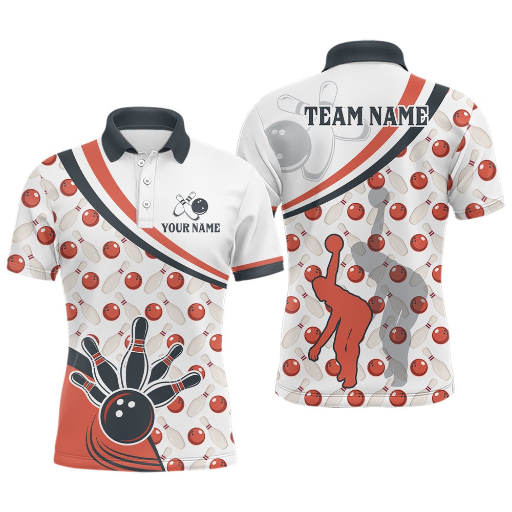Custom Bowling Polo Shirts, Personalized Bowling Shirt For Mens Custom Bowling Pattern Style Team Jersey Shirt