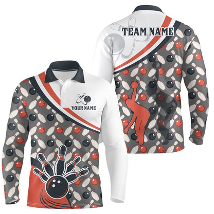 Custom Bowling Polo Shirts, Personalized Bowling Shirt For Mens Custom Bowling Pattern Style Team Jersey Shirt