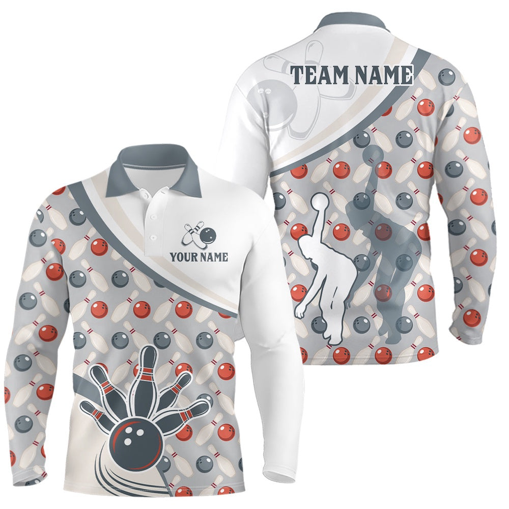 Custom Bowling Polo Shirts, Personalized Bowling Shirt For Mens Custom Bowling Pattern Style Team Jersey Shirt