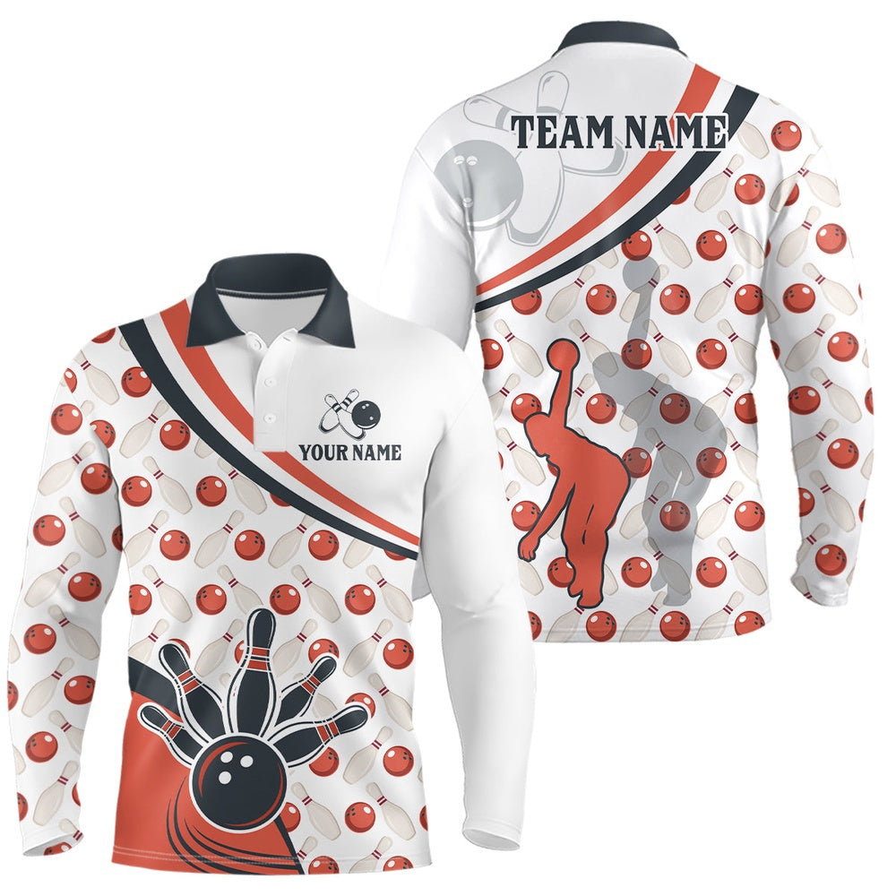Custom Bowling Polo Shirts, Personalized Bowling Shirt For Mens Custom Bowling Pattern Style Team Jersey Shirt