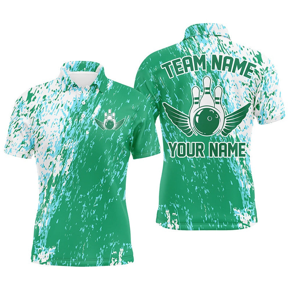 Custom Bowling Polo Shirts, Personalized Bowling Shirts For Men And Women, Team Bowling Jerseys Bowling Pin Green