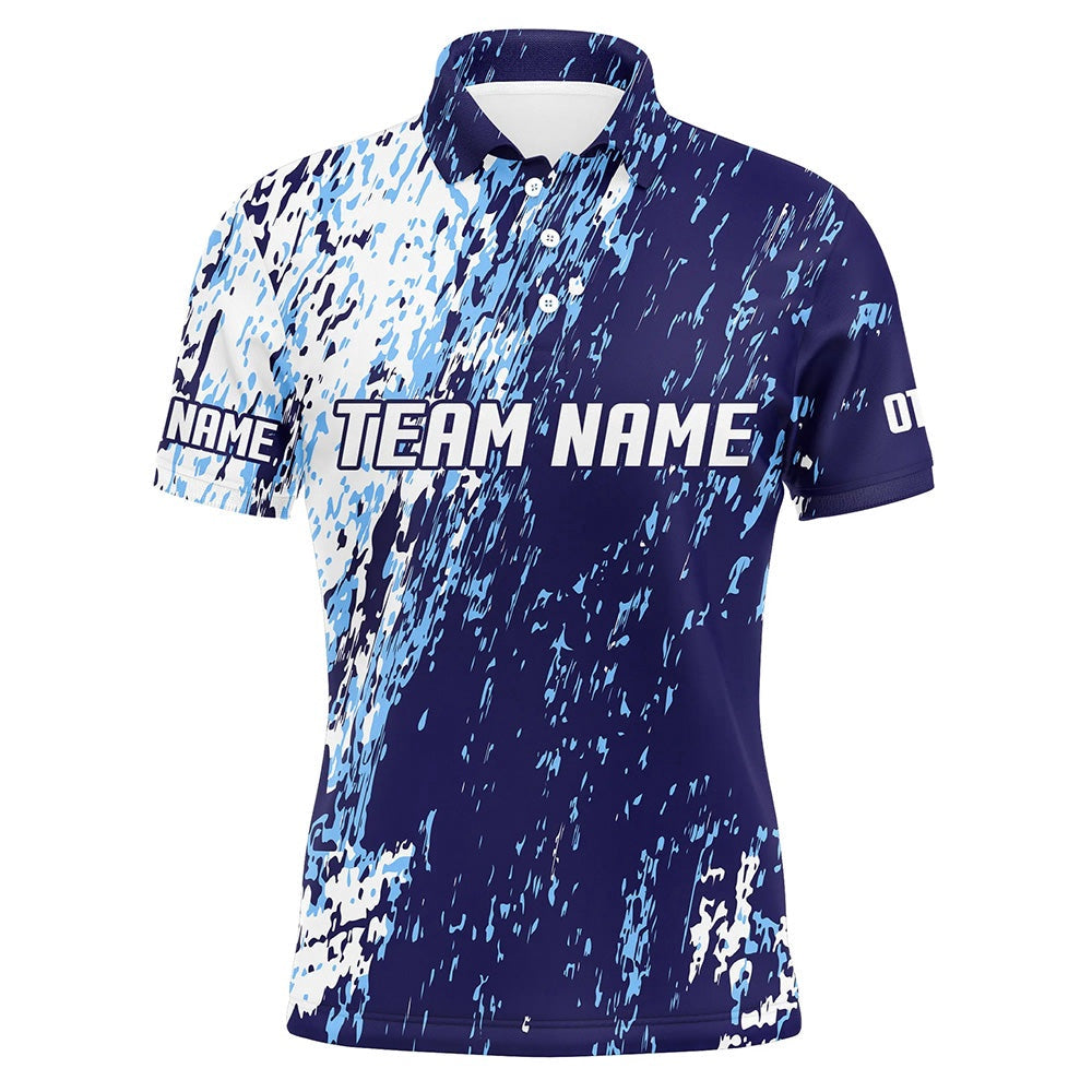 Custom Bowling Polo Shirts, Personalized Bowling Team Jerseys, Bowling Shirts For Men With Customized Name Blue