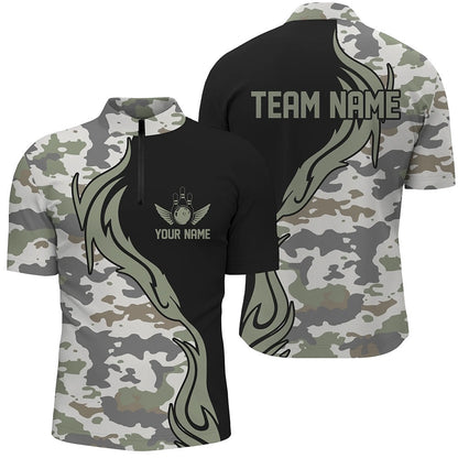 Custom Bowling Polo Shirts, Personalized Camo Bowling Shirts For Men Custom Bowling Team Jerseys Bowlers Outfits