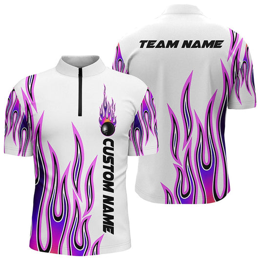 Custom Bowling Polo Shirts, Personalized Flame Bowling Shirts For Men And Women, Bowling Ball Custom Bowling Team Shirt
