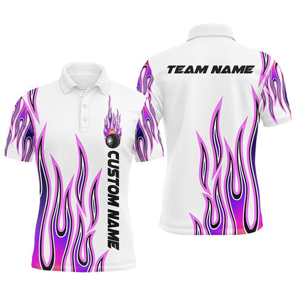 Custom Bowling Polo Shirts, Personalized Flame Bowling Shirts For Men And Women, Bowling Ball Custom Bowling Team Shirt