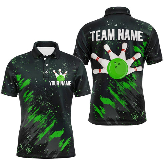 Custom Bowling Polo Shirts, Personalized Green Bowling Jersey Team Custom Bowling Polo Shirt For Men & Women