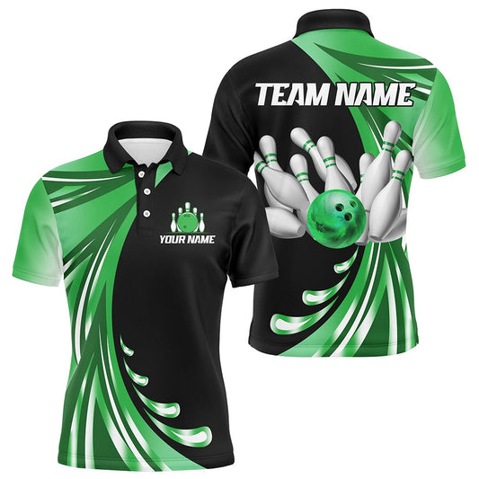 Custom Bowling Polo Shirts, Personalized Green Bowling Team Jersey For Men & Women Custom Bowling Polo Shirt