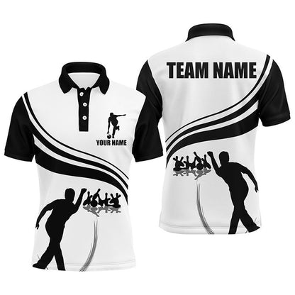 Custom Bowling Polo Shirts, Personalized Men Polo Bowling Shirt Black And Gold Men Bowlers Custom Team Short Sleeves Jersey
