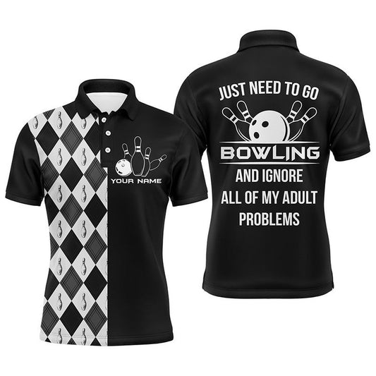 Custom Bowling Polo Shirts, Personalized Men Polo Bowling Shirt, Just Need To Go Bowling Men Bowlers Jersey