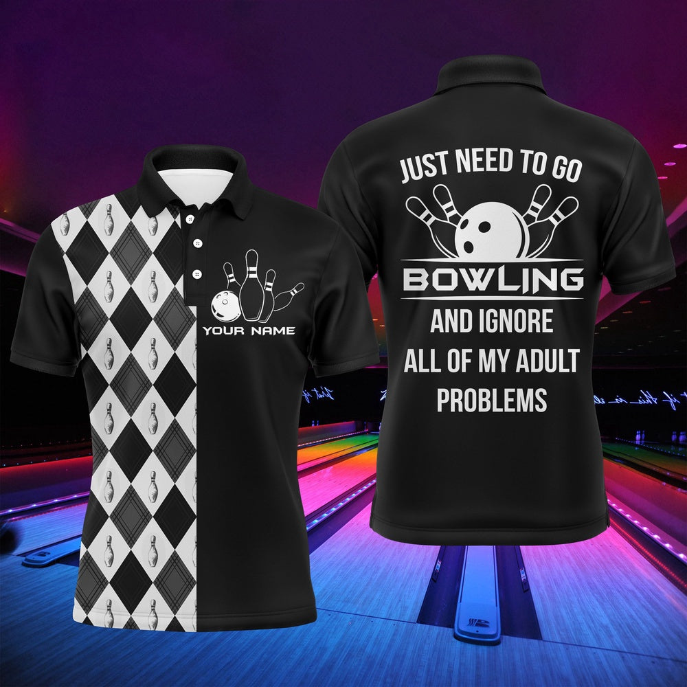 Custom Bowling Polo Shirts, Personalized Men Polo Bowling Shirt, Just Need To Go Bowling Men Bowlers Jersey