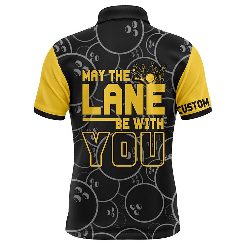 Custom Bowling Polo Shirts, Personalized Men Polo Bowling Shirt, May The Lane Be With You Short Sleeves Bowlers Jersey