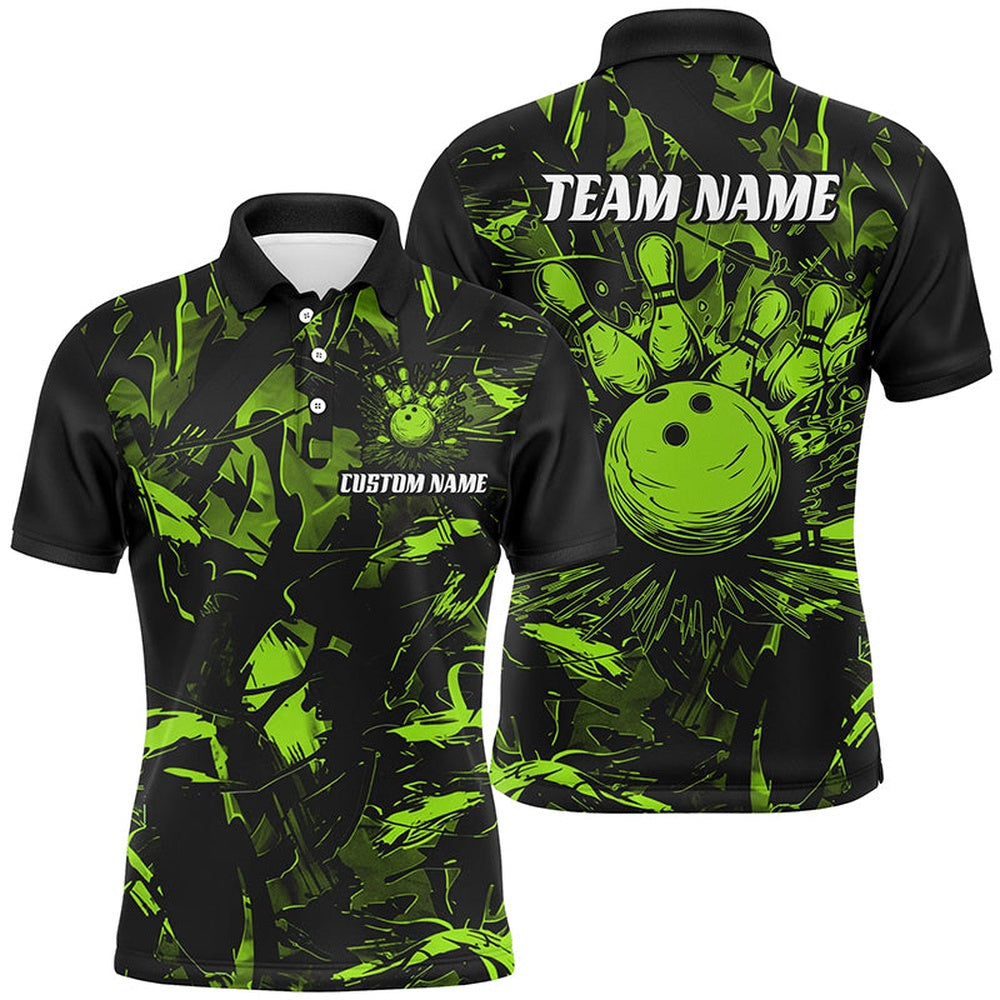 Custom Bowling Polo Shirts, Personalized Multicolor Camouflage Bowling For Men, Women, Bowling Ball And Pins Bowler Outfits Bowling Tournament