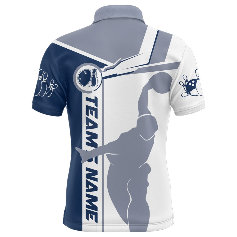 Custom Bowling Polo Shirts, Personalized Navy Bowling Polo Shirt For Men Bowling Jersey Team League Bowlers