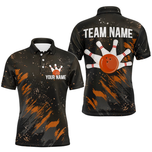 Custom Bowling Polo Shirts, Personalized Orange Bowling Jersey Team Custom Bowling Polo Shirt For Men & Women
