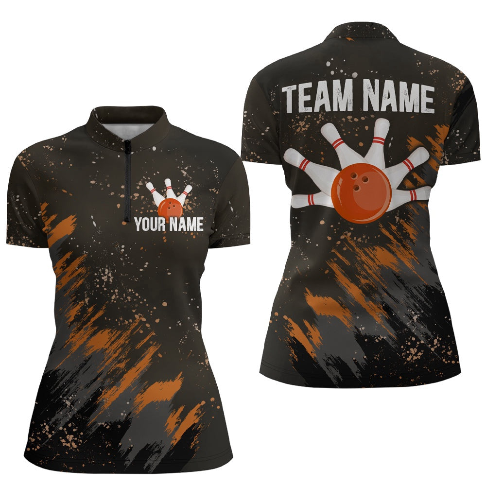 Custom Bowling Polo Shirts, Personalized Orange Bowling Jersey Team Custom Bowling Shirt For Men & Women