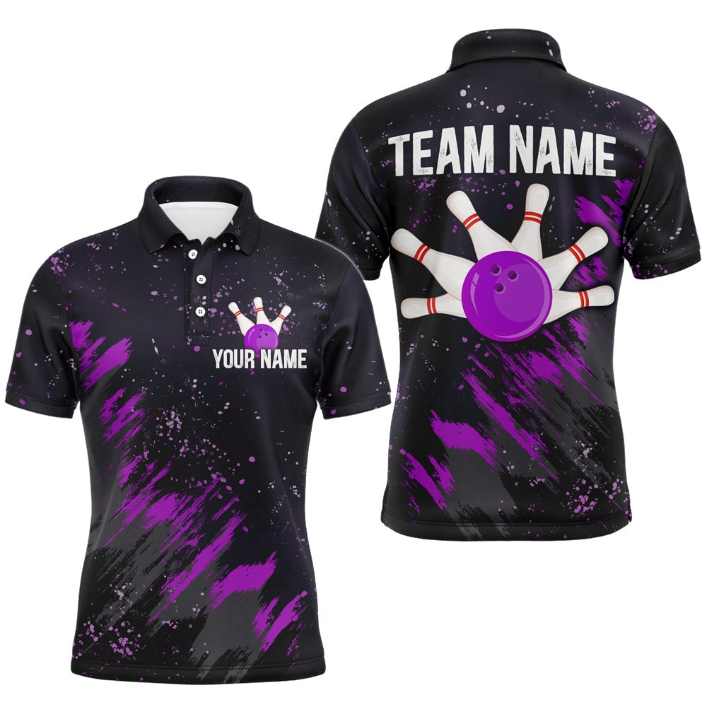 Custom Bowling Polo Shirts, Personalized Purple Bowling Jersey Team Custom Bowling Polo Shirt For Men & Women