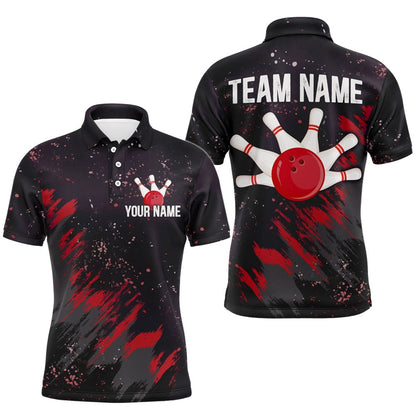 Custom Bowling Polo Shirts, Personalized Red Bowling Jersey Team Custom Bowling Polo Shirt For Men & Women