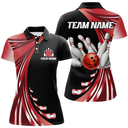 Custom Bowling Polo Shirts, Personalized Red Bowling Team Jersey For Men & Women Custom Bowling Polo Shirt
