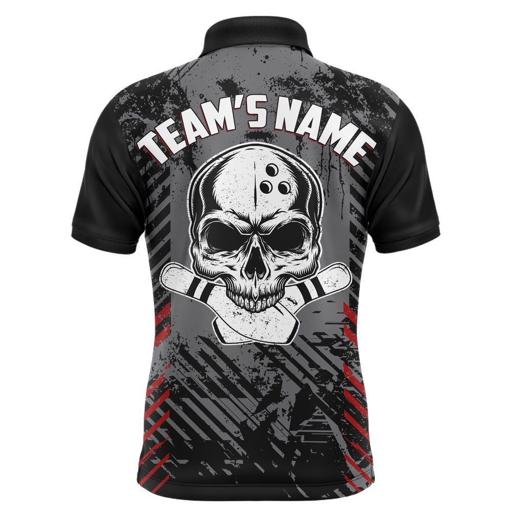 Custom Bowling Polo Shirts, Personalized Skull Bowling Shirt For Men, Custom Team'S Name Bowling Jersey League Polo Shirt