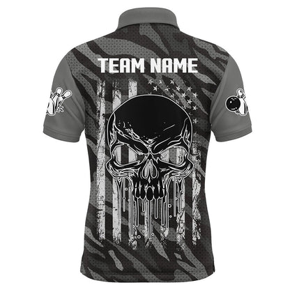 Custom Bowling Polo Shirts, Personalized Skull Bowling Shirt Polo Bowling Jerseys For Men Camo Camourflage Bowling Shirt Unisex