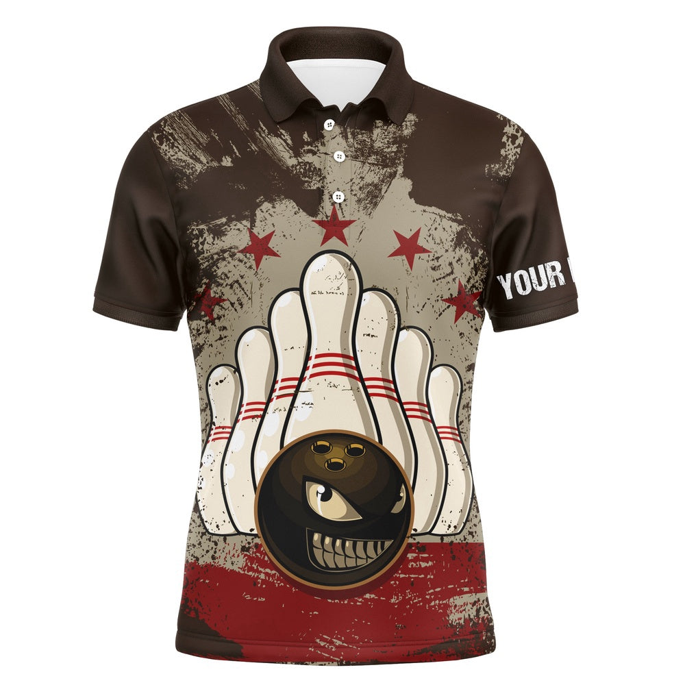 Custom Bowling Polo Shirts, Personalized Vintage Bowling Shirts For Men Custom Name Retro Bowling Polo Shirts Team Bowling Shirts