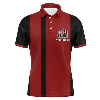 Custom Bowling Polo Shirts, Red & Black Polo Bowling Shirt For Men, Custom Name Bowling Jersey, Spare Me Bowlers Shirt